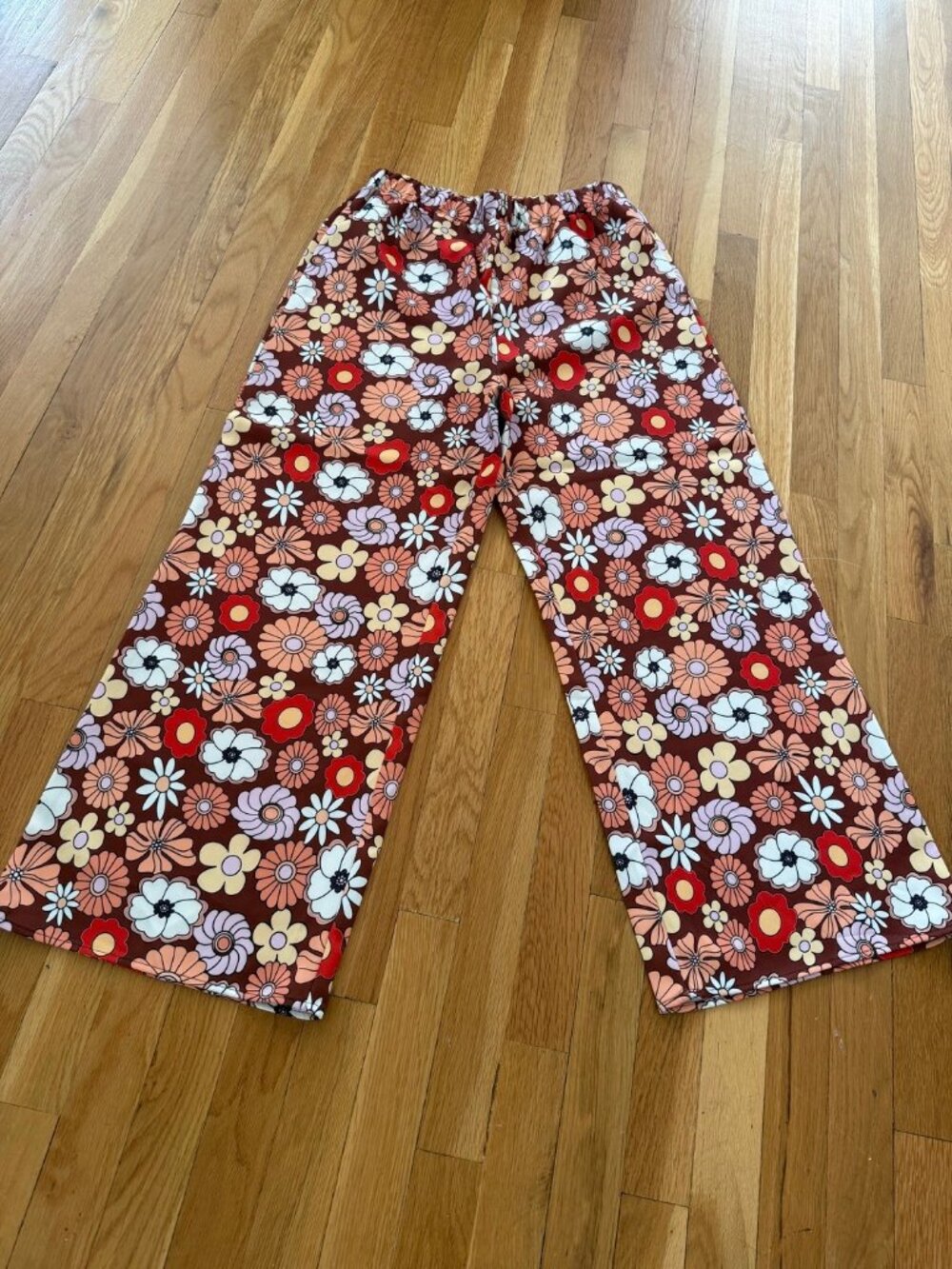 Goldendaze illustration Hippie Flower Pattern Wide Leg Pants